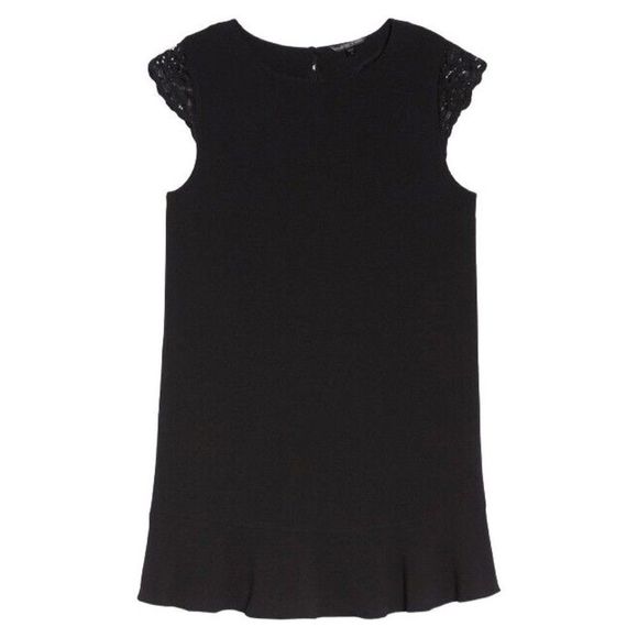 Women's Felicity & Coco Lucy Lace Sleeve Shift Dress Black Size S Cap NWT - Picture 4 of 9